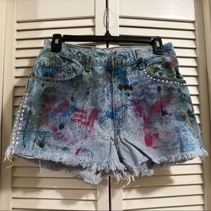 Levi's Multicolor Paint-Splatter Jean Shorts